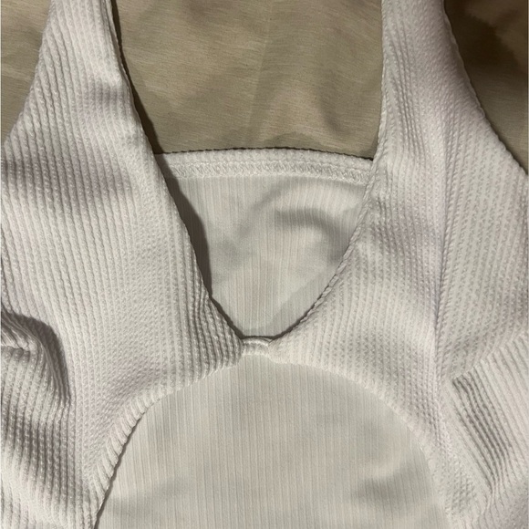 PLT white cutout detail crop top | scoop neck long sleeve rib knit white top NWT - Picture 6 of 9